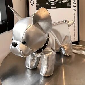 Silver dog shape bag